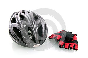 Bicycle helm with cycle gloves