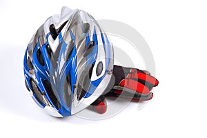 Bicycle helmet and gloves