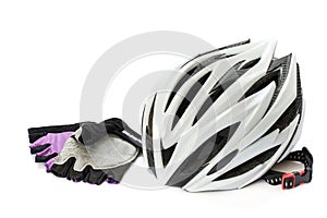 Bicycle helmet and gloves