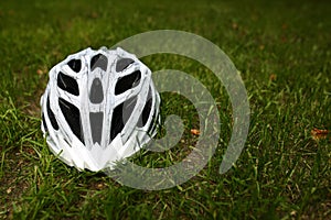 Bicycle helmet on grass