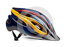 Bicycle helmet isolated on white background. Sports helmet to protect a cyclist close-up