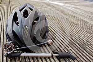 Bicycle Helmet and pump