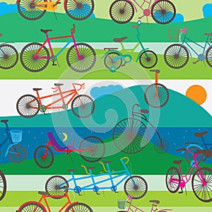 Bicycle hiking seamless pattern photo