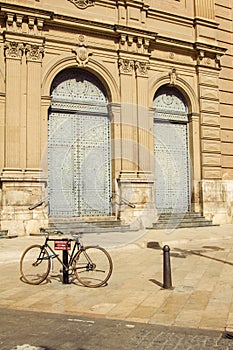 Bicycle and historical building