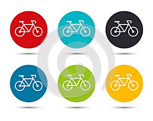 Bicycle icon flat round button set illustration design