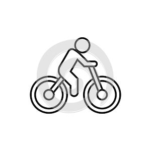 Bicycle icon in flat style. Bike with people vector illustration on white isolated background. Rider business concept