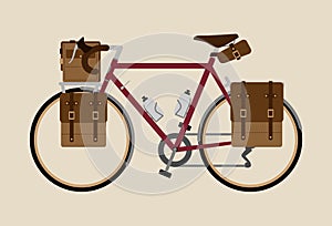 Bicycle illustration graphic vintage bike cycling Touring red