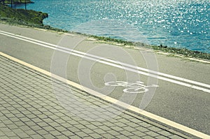 bicycle lane for exercise surround with along lake/bicycle lane for exercise surround with along lake. Toned