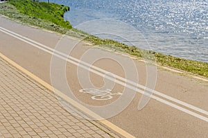 Bicycle lane for exercise surround with along sea/bicycle lane for exercise surround with along sea in sunny day