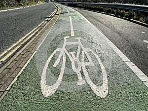 Bicycle lane markings, close to the, Canal Road, Shipley, Yorkshire, UK