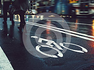 Bicycle Lane People walking Street Sign Traffic City