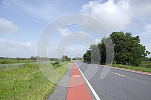 Bicycle lane on the road at countryside in Phatthalung