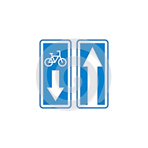 Bicycle lane road sign flat icon