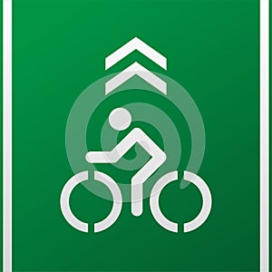 Bicycle lane road sign,separate bicycle lane for riding bicycles,white painted bike on asphalt