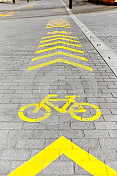 Bicycle lane sign on pedestrian side