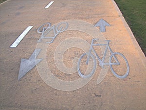 Bicycle lane sign on road