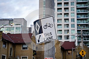 Bicycle This Lane sign on the road
