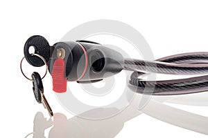 Bicycle lock with key locking mechanism, theft protection, isolated on a white