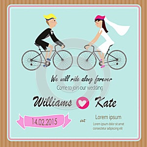 Bicycle lover couples wedding invitation