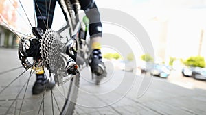 Bicycle man background. Sport equipment.