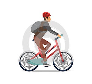 Bicycle Man Riding Bike Biker Isolated Vector