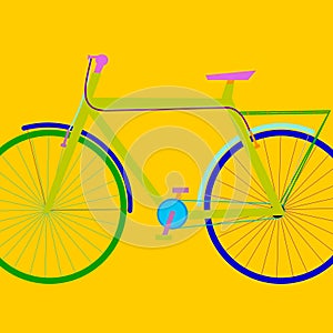 Bicycle with many funi colors.