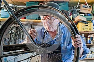 Bicycle mechanic at work