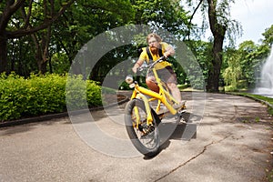 Bicycle messenger with cargo bike speeding