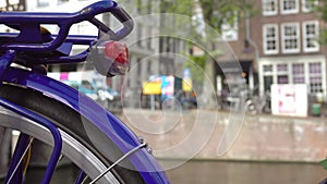 Bicycle and Morning Traffic on the Amsterdam Waterfront in Defocus