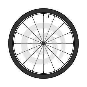 Bicycle mtb wheel symbol,vector. Bike rubber, mountain tyre with valve. Fitness cycle,mountainbike.