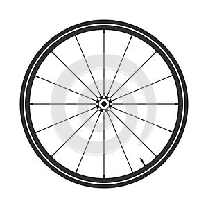 Bicycle mtb wheel symbol,vector. Bike rubber, mountain tyre with valve. Fitness cycle,mountainbike.