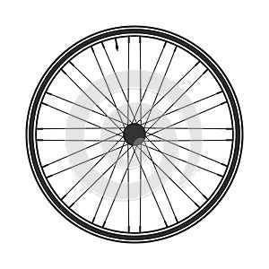 Bicycle mtb wheel symbol,vector. Bike rubber, mountain tyre with valve. Fitness cycle,mountainbike.