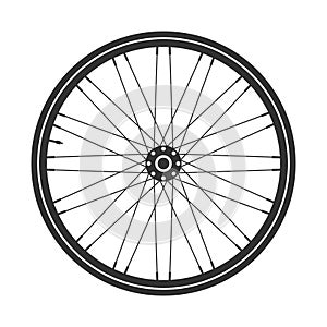 Bicycle mtb wheel symbol,vector. Bike rubber, mountain tyre with valve. Fitness cycle,mountainbike.