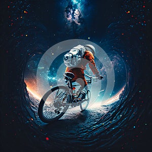bicycle in outer space Cinematic Color Grading Edi, generative AI
