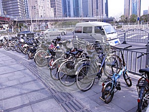 Bicycle park on roadside