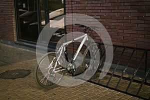 Bicycle parked against the wall