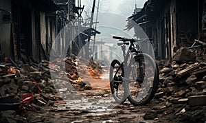 Bicycle Parked in Dirty Street