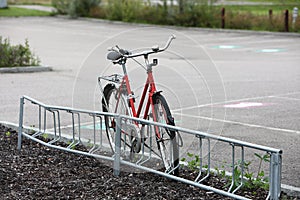 Bicycle parked street