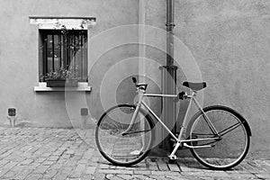 Bicycle parked in the street in Rimini