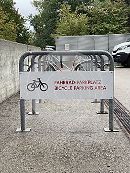 Bicycle parking area in the city