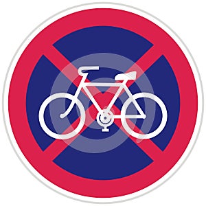 Bicycle parking ban, vector traffic sign