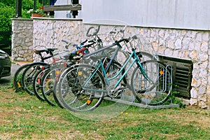 Bicycle parking in Europen village, biking station.