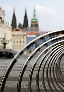 Bicycle parking in front of Prague Castle