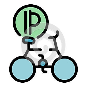 Bicycle parking lot icon vector flat