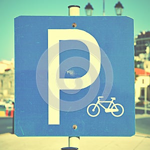 Bicycle parking lot sign