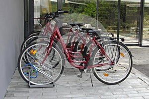 Bicycle parking near the house, urban lifestyle