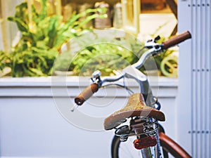 Bicycle parking outdoor green garden background