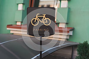 Bicycle parking sign on the street