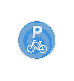Bicycle parking sign on white background