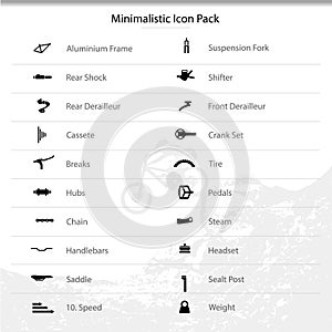 Bicycle parts and components icons for eshop menu.